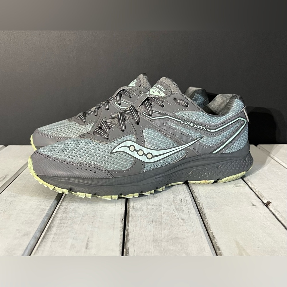 Saucony Cohesion 11 Gray & Mint Running Shoes, Women’s 7.5